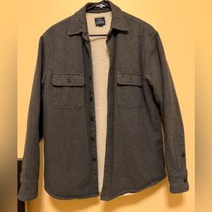 Sherpa-lined flannel shirt-jacket